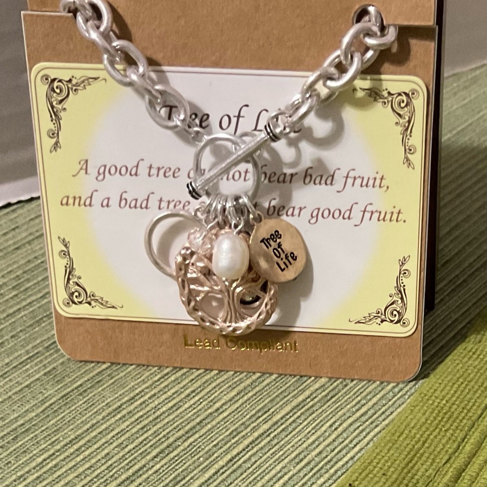 Tree of Life Silver Bracelet Copper Gold silver Charms Matthew 7:18 Verse